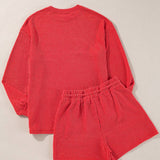 "MERRY" Graphic Long Sleeve Top and Shorts Set
