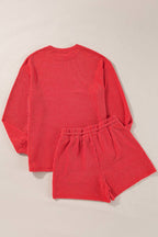 "MERRY" Graphic Long Sleeve Top and Shorts Set