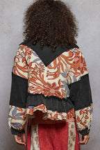 Quilted Floral Raw-Edge A-Line Jacket