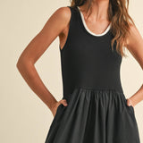 Ribbed Top Woven Skirt Dress