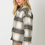 60367 Plaid Printed Jacket