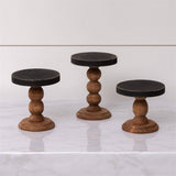 Mini Risers - Black Top Wood Base (Set Of 03)