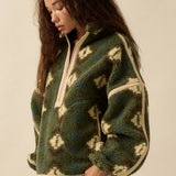 Geo-Print Sherpa Fleece Half-Zip Pullover Jacket