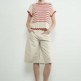 MAS3129 STRIPED CROCHET S/S SWEATER