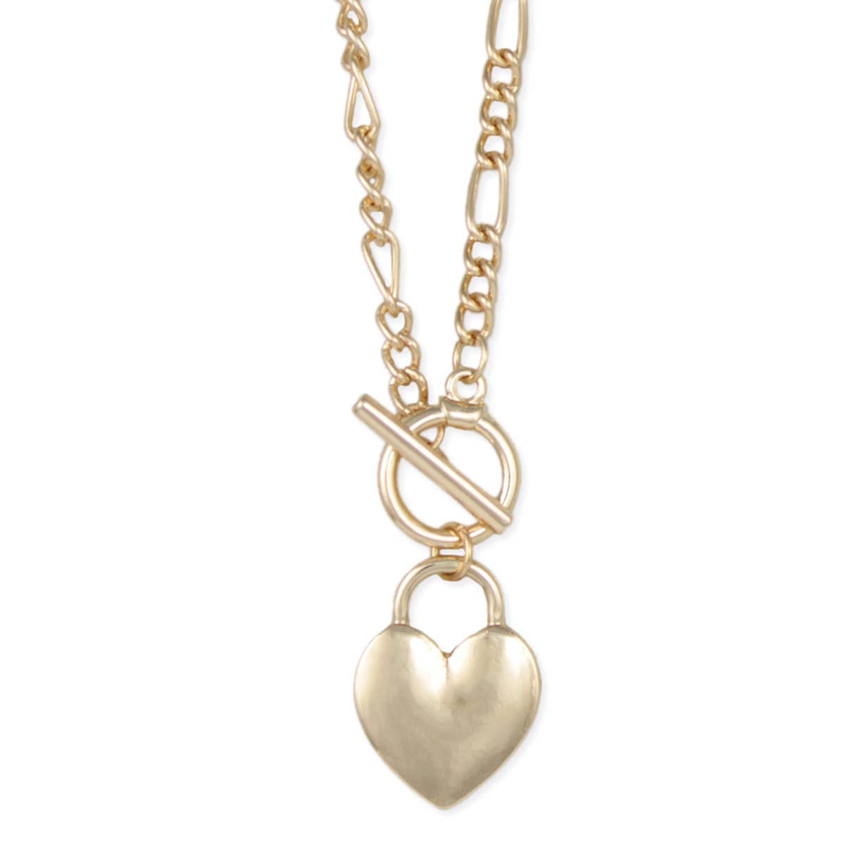 Love Lock Gold Heart Toggle Necklace