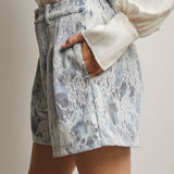 Lace Overlay Denim Shorts FP0009