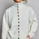 Chic Collar Button Knit Cardigan Cozy Oversized Sweater SALE