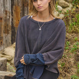 Plus Acid Washed Thermal Batwing Pullover