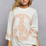 Floral Peace Patch Knit Top