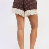 SATIN POLKA DOT SHORTS WITH LACE