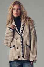 Chunky Knit Oversized Contrast Cardigan
