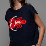 Coastal Lobster Intarsia Knit Top