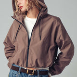 Matte Drawstring Hooded Everyday Jacket