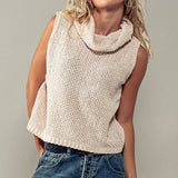 Sleeveless Cowl Neck Crochet Top