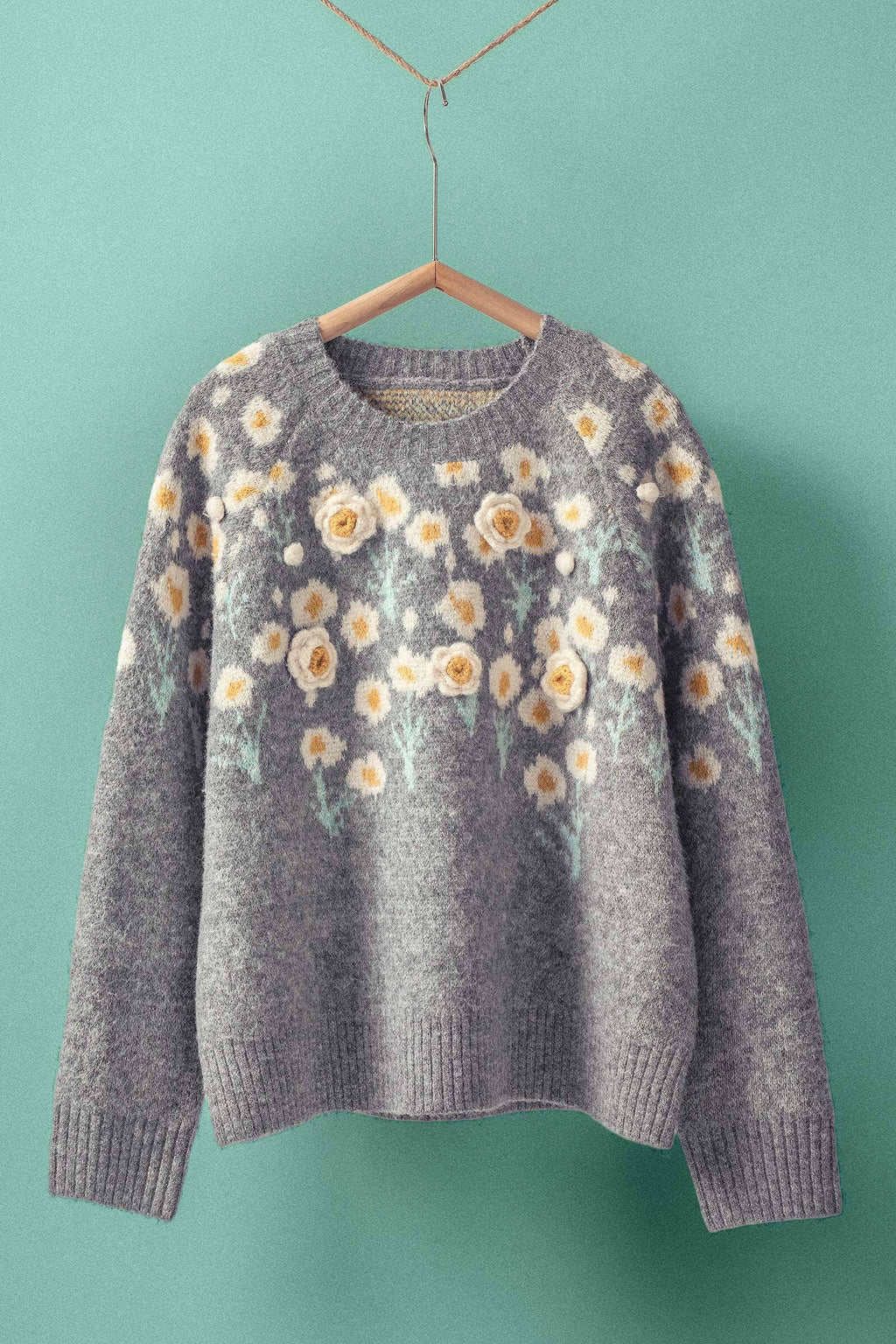 Daisy Embroidered Floral Knit Sweater