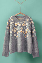 Daisy Embroidered Floral Knit Sweater