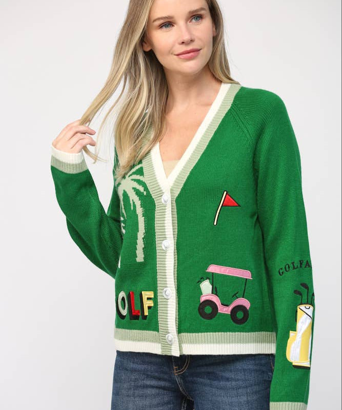 GOLF EMBROIDERED PATCH CARDIGAN LW2119