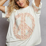 Floral Peace Patch Knit Top