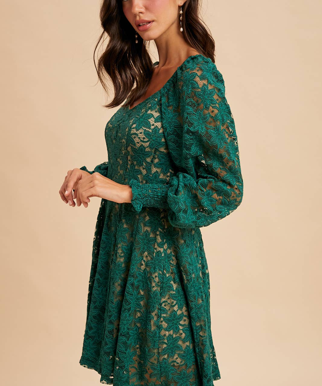 Emerald Lace Mini Dress