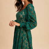 Emerald Lace Mini Dress