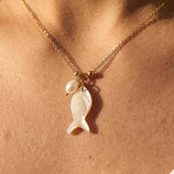 Coquette 18K Gold Non-Tarnish White Fish Necklace