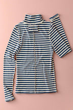 Striped Turtleneck Knit Top