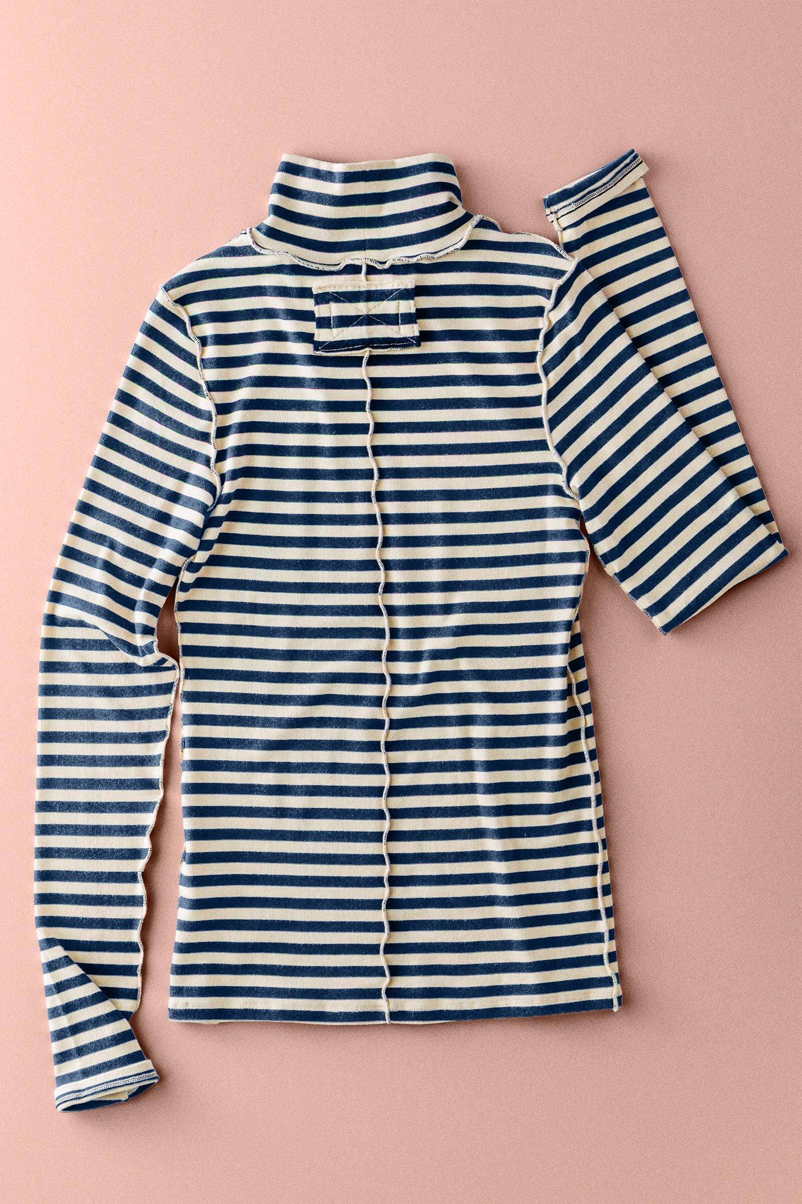 Striped Turtleneck Knit Top