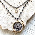 Layered Evil Eye Protection Charm Necklace