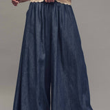 Ultra-Wide Leg Elastic Waist Denim Pants