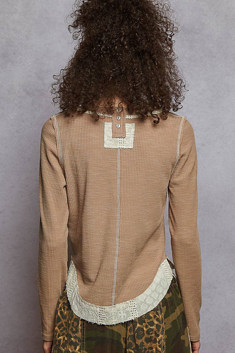 Eyelet Panel Rib Knit Top