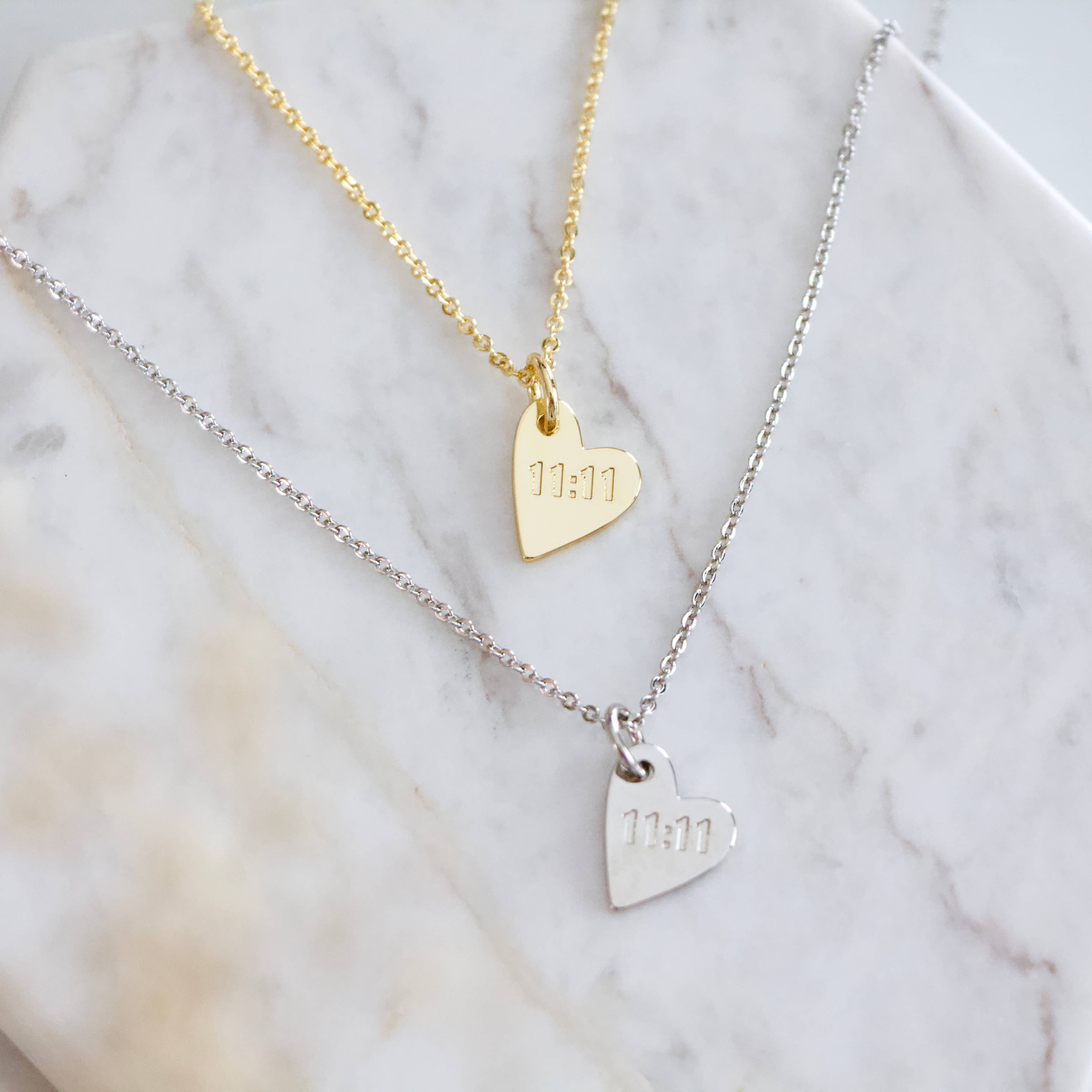 11:11 Stamped Heart Necklace