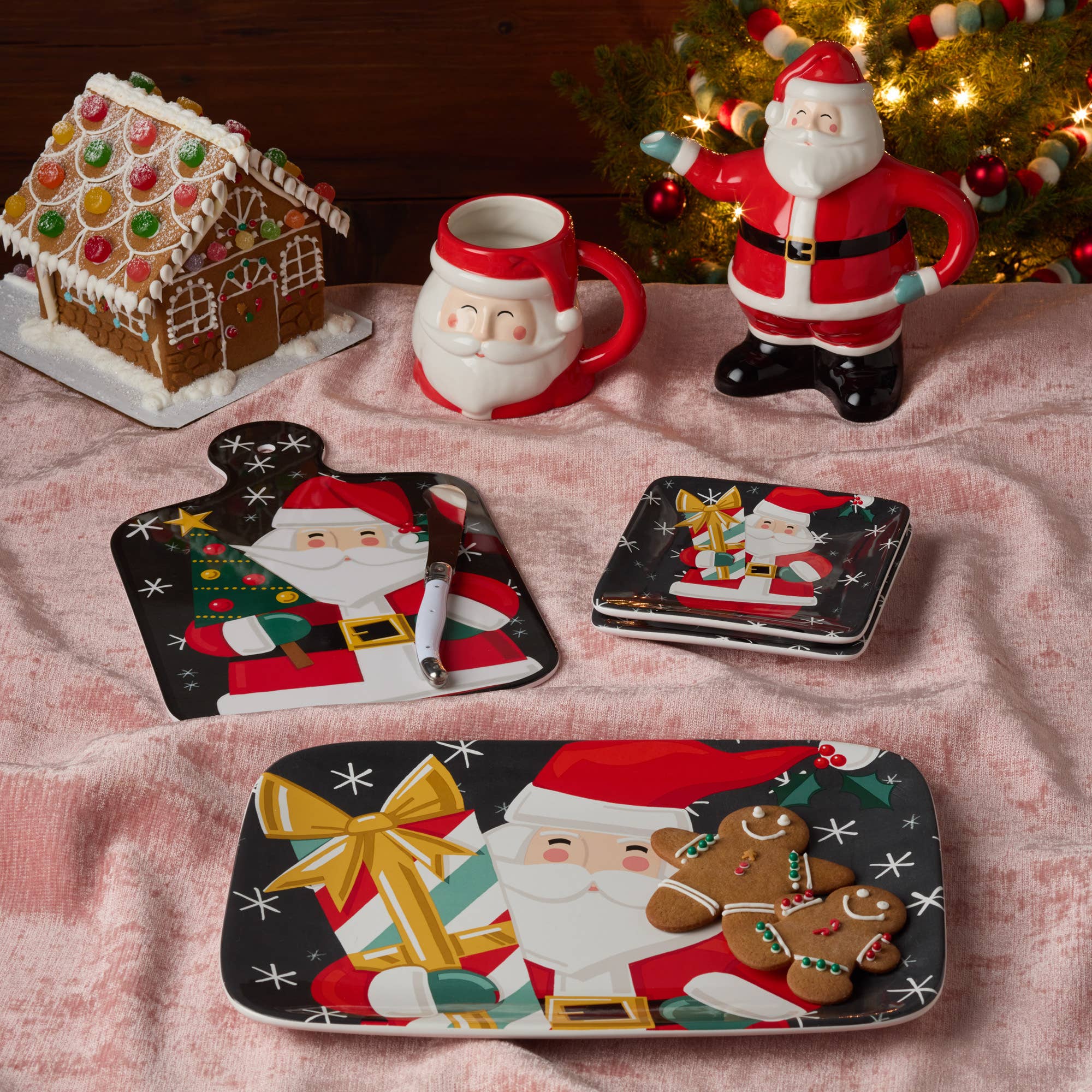 Christmas Whimsy Santa Cheese Board & Knife Set