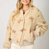 Embroidery Teddy Fur Jacket