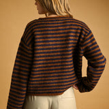 J7562   STRIPED BUTTON FRONT SWEATER CARDIGAN