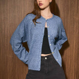 LONG SLEEVE CREW NECK SWEATER LIGHTWEIGHT CARDIGAN