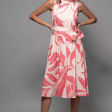 Tropical Leaf Print Midi Dress