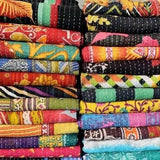 Handmade Indian Kantha Reversible Quilt Blanket