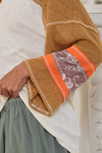 Contrast Bell Sleeves Sweater