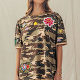 Camo Floral Patch Oversized Cotton Tee