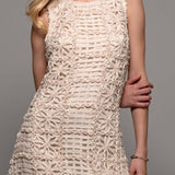 Floral Knit Sleeveless Midi Dress