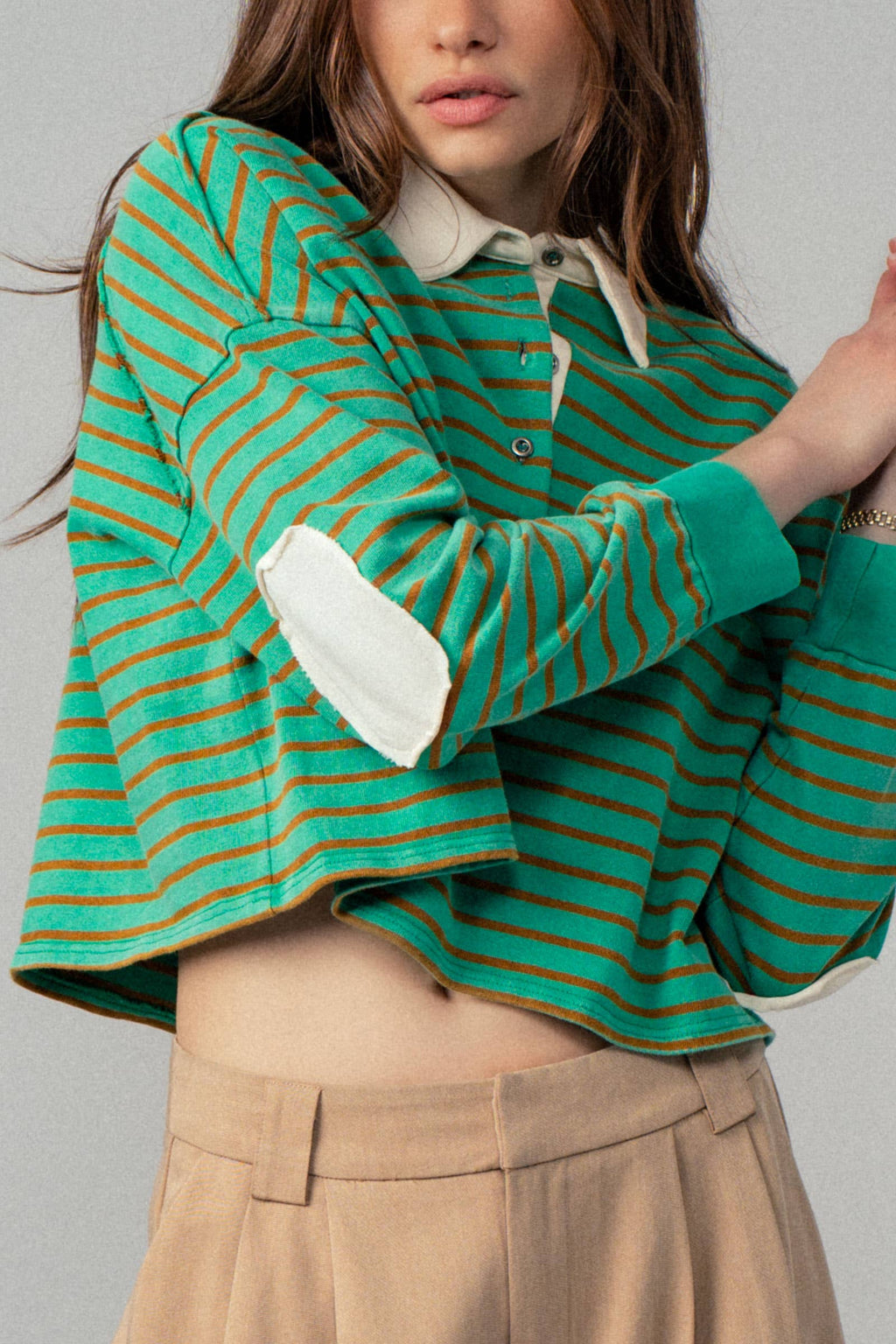 Playful Cropped Stripe Cotton Top