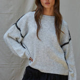 Thick Stitch Detail Cotton Sweater