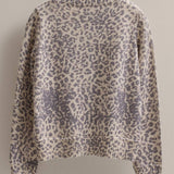 Leopard Print Knit Cardigan with Gold Buttons