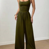 Cross Strap Halter Neck Backless Wide-Leg Jumpsuit