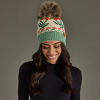 Ivory Cherry Pattern Pom Hat