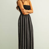 D5725 STRIPED PATTERN KNIT WITH RIBBED TOP COMBINATION DRESS