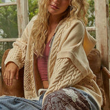 Cable Knit Hooded Sweater Jacket