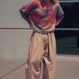 Abstract Pattern Boxy Fuzzy Knit Sweater