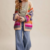 Rainbow Hand-Crochet Open Cardigan