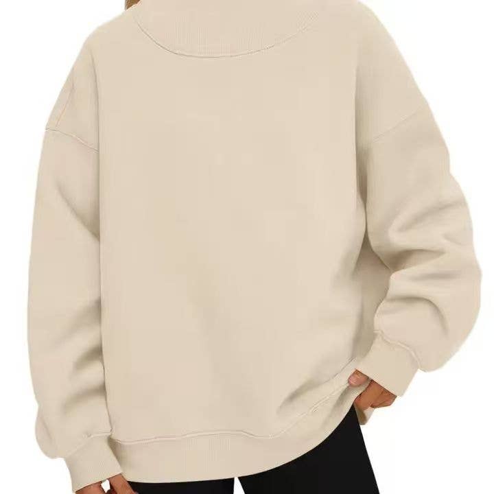 Oversized Mock Neck Top Sweatshirt